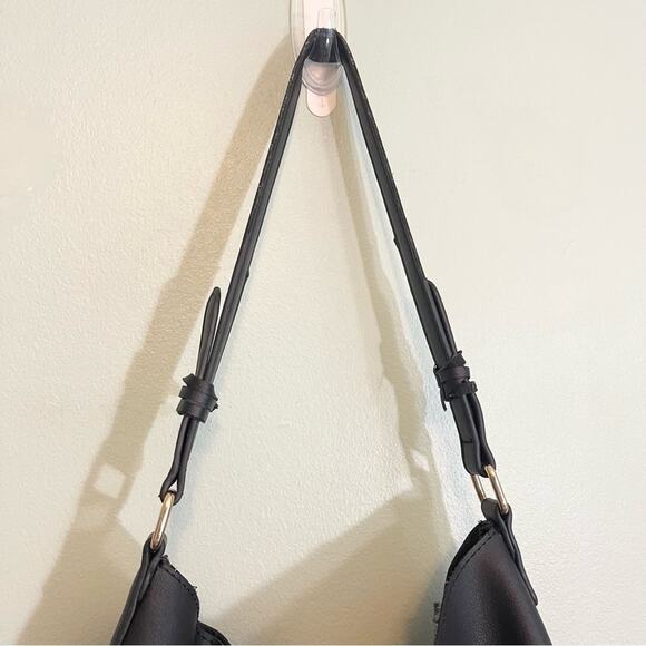 Lulu Dharma Womens Leather Tasseled Shoulder Handbag Bucket Bag Black One Size - Picture 2 of 16